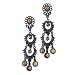 Silver Tone Leopard Jasper Chandelier Dangle Earrings