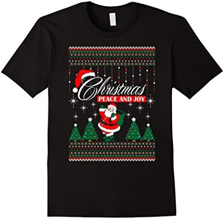 Men's Christma Peace And Joy Ugly Sweater T Shirt Small Black