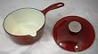 Tim Love Cottage Collection Cast Iron Enamel-Coated 2 Quart Saucepan Red
