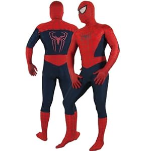 Red With Navy Blue Lycra Spandex Unisex Spiderman Costume Zentai Fancy Dress(Large)