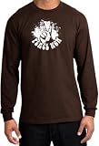 Peace Now Retro Vintage Classic Style Adult Long Sleeve T-Shirt Tee Shirt - Brown