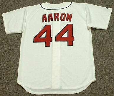 HANK AARON Milwaukee Braves 1960's Majestic Cooperstown Throwback Baseball Jersey, LARGE