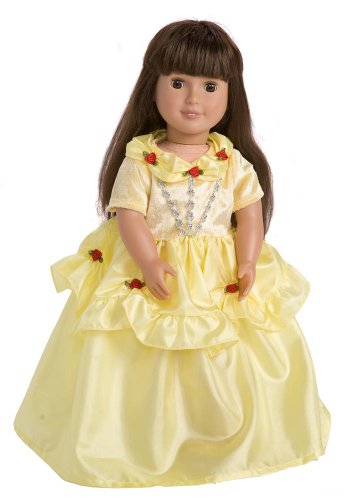 Yellow Colonial Gala Christmas Holiday Ball Gown Dress with Rose Accents Renaissance Princess Doll Clothes Outfit Fits American Girl 18