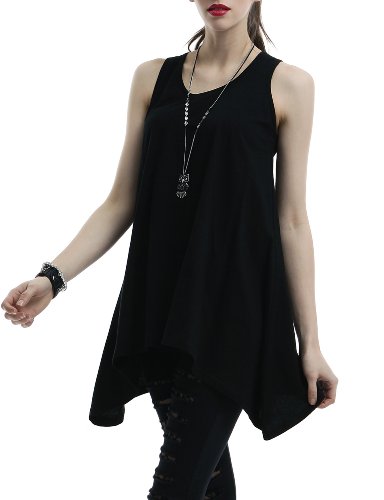 Doublju Sleeveless Tunic with Flare Hem Line