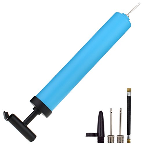 10 Inch Hand Ball Pump,Portable Air Pump for Basketball, Soccer Balls, Football, Exercise Ball, Netball, Toy Balls and Balloon/Come with 2*B7 Pin Needle, 1*B2 B3 Plastic Needle,1*Hose (Blue)