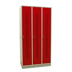 ADB Spind 3-trg. Perfora, lichtgrau/feuerrot, Ral 7035/3000