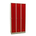 ADB Spind 3-trg. Perfora, lichtgrau/feuerrot, Ral 7035/3000
