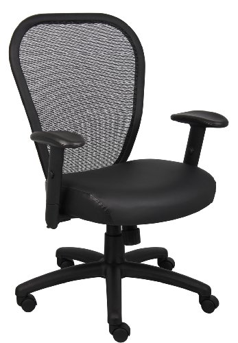 Boss Professional Managers Mesh Chair W/ Leather Seat