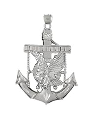 Clevereves 14K White Gold Pendant Two Tone Eagle on Anchor 11.8 - Gram(s)