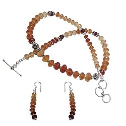 Sterling Silver Multi Gemstone Necklace and Earrings Set
