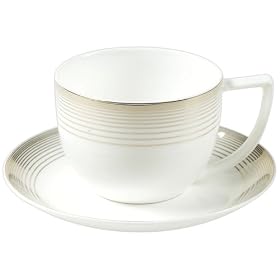Opus Fine Bone China Gold Rimmed 250ml Teacup & Saucer