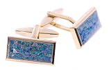 Gorgeous Gold plated oblong cufflinks with opal mosiac triplet with presentation box