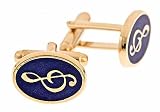 Gold plated "Music note" cufflinks with vitreous hand enameling with presentation box
