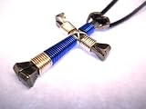 Sport - Blue & Silver Horseshoe Nail Cross Necklace