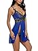 Avidlove Women V Neck Babydoll Strap Lingerie Lace Chemise Teddy Outfits (L, Blue)