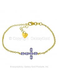 Tanzanite Cross Bracelet in 14k Yellow Gold