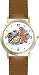 Ginger Bread Man, Candy Cane and Cookies Christmas Theme - WATCHBUDDY&reg; DELUXE TWO-TONE THEME WATCH - Arabic Numbers - Brown Leather Strap-Women's Size-Small