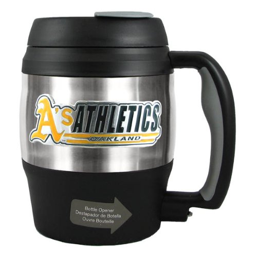 MLB Oakland Athletics 52-Ounce Stainless Steel Macho Travel Mug with Bottle Opener