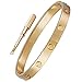 OMFEE Stainless Steel Designer Inspired Screw Head Oval Bangle Bracelet Rose gold 7mm Wide