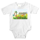 Onesie with Michigan, beautiful, garden, Detroit, hat, fence, flowers, colorful