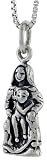 Sterling Silver Oxidized Madonna and Child Pendant, 3/4 (19mm) tall