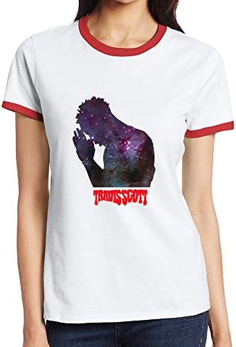Woman Short Sleeve Travis Scott Tee Shirt Small Red
