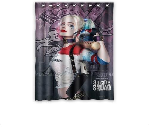 Daniellestore Harley Quinn Suicide Squad Window Treatment Thermal Insulated Solid Grommet Blackout Curtains/Drapes for Bedroom (1 Panel,52x63 inches)