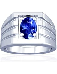 18K White Gold Oval Cut Blue Sapphire Solitaire Ring