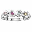 14K White Gold Mother's Ring - 4 Gemstone -- YOU CHOOSE THE COLORS!