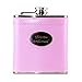 Faux Leather Hip Flask Holding 6 oz - Pocket Size, Stainless Steel, Rustproof, Screw-On Cap - Pink Finish Perfect for Engraving - Gift Box Included