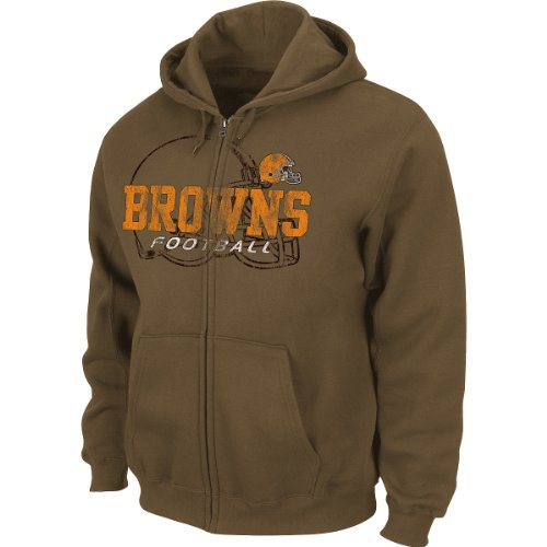 NFL Men's Cleveland Browns Touchback IV Long Sleeve Fullzip Hooded Fleece (Classic Brown, Small)