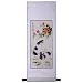 Handmade Asian Wall Art Scroll Painting On Textured White Brocade - Bunny Rabbits & Spring Flowers