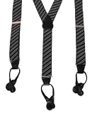 Rolfs Button End Striped Suspenders w/ Leather Ends