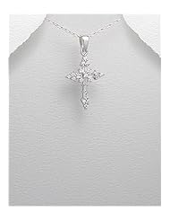 Cross CZ Pendant Necklace In 92.5 Sterling Silver
