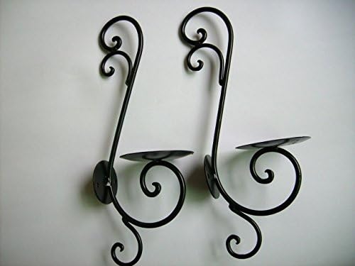 Pair of 10" Wall Decor Iron Sconces Candle Holders Black