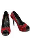 Penthouse Red Zebra Peep Toe Heels