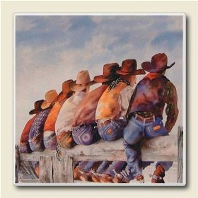 Cowboy Western Absorbastone Coasters Set 4 Home Decor