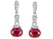 3.04 cts 925 Sterling Silver Oval Created Ruby Earrings LIFETIME WARRANTEE