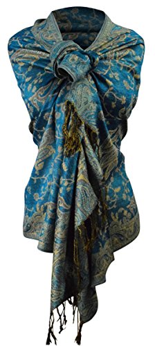 Peach Couture Reversible Paisley Pashmina Shawl Wrap in Elegant Colors