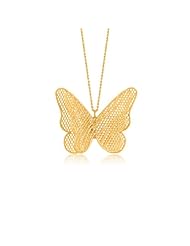 Italian Design 14K Yellow Gold Butterfly Lattice Pendant