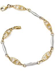 Leslies 14k w/ Rhodium Diamond-cut Filgree Bracelet Length 7"