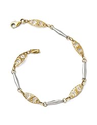 14k rhodium plated yellow gold Leslies with Diamond cut Filgree Necklace