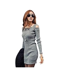 Knit Sweater Long Sleeves Winter Wrap Bodycon Dress/Mini Dress 