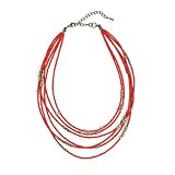 Seed, Glass and Metal Beads Red Multi-Strand Necklace-Opaque 'Top Seed Multi-Strand Necklac...