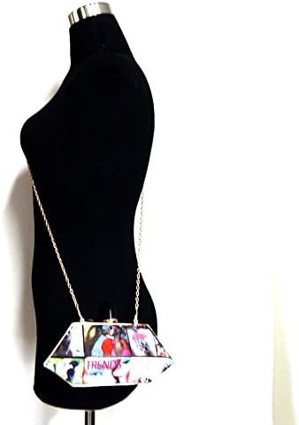 Lipstick Knob Hexagonal Hard Frame Clutch Bag Newspaper