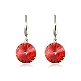 Siam Red Crystal Earrings Used Swarovski Crystals
