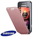 Samsung GT S5230 Star - Etui Tasche Akkudeckel mit Lederklappe *Spezielle Anfertigung* fuer S5230 (Original Samsung) *Pink-Rosa*