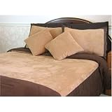 MICROSUEDE FULL/QUEEN CAMEL DUVET COMFORTER COVER 6 PCS SET - MICRO SUEDE