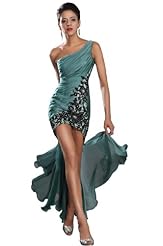 Chiffon/Silk Two-Toned One Shoulder Evening Dress 