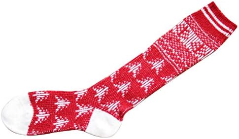 Your Gallery Women's Tree Snow Pattern Cable Knit Christmas Knee High Socks Red